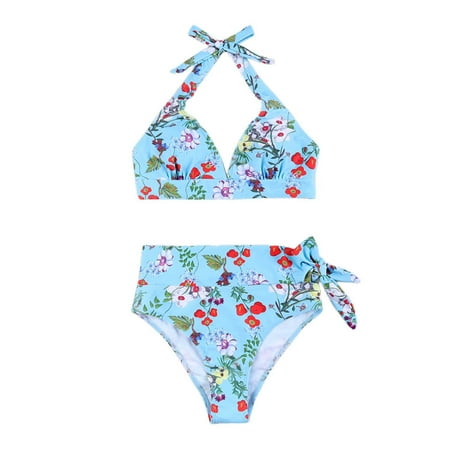 Abomasnow Bikini Sets for Women Sexy Halter High Waisted Swimsuits with Tie Knot Bottom Cheeky Swimwear Two Piece Bathing Suits Swim Suits for Women 2024