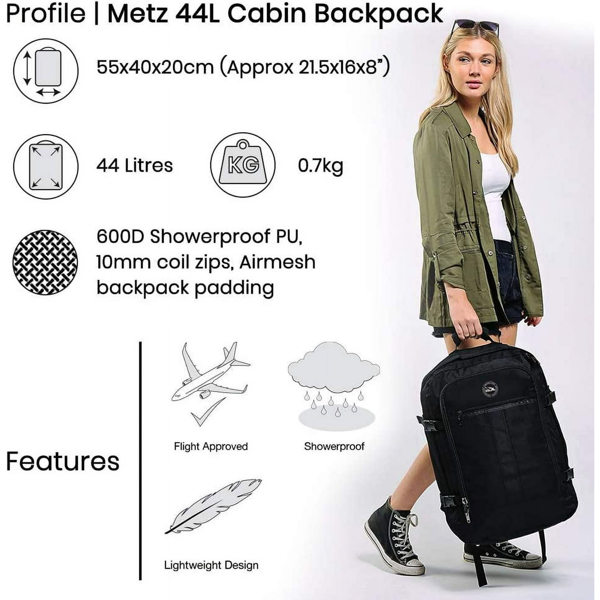 Cabin max backpack flight approved carry on bag massive 44 litre travel hand luggage 55x40x20 cm online