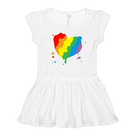 

Inktastic Pride Heart Finger Paint Splatter Design Gift Toddler Girl Dress