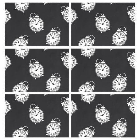 

Ryvnso Placemats Set of 6 Vintage Alarm Clocks-a3 Dining Mats Heat-Resistant Non-Slip Washable Table Mat
