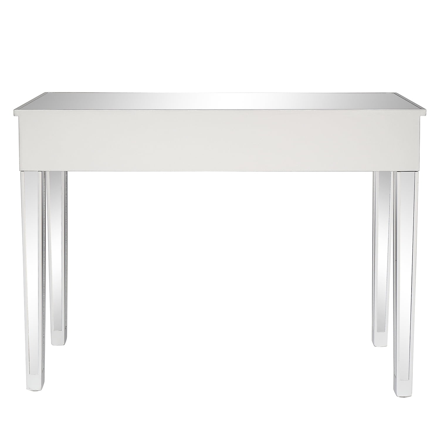3-Drawer Modern Diamond-Embellished Computer Desk with Mirror Finish, Silver, 42 x 15 x 29.92 in
