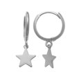 thumbnail image 4 of Anygolds 14K Real Solid Gold Star Drop Huggie Earrings -MOT46947W White Gold, 4 of 6
