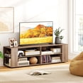 thumbnail image 2 of Topbuy TV Stand for 65 Inches TVs Modern Entertainment Center with 8 Open Shelves & 4 Cable Holes MDF TV Console Table Light Grey, 2 of 9