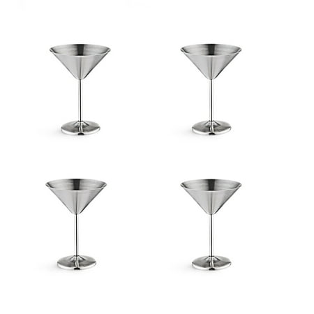 

Stainless Steel Martini Glasses Set of 4 8 Oz Metal Cocktail Glasses