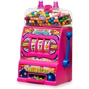 Playo Gumball Slot Machine for Kids Toy Mini Bank Candy Dispenser, Pink
