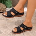 thumbnail image 6 of CYMMPU Women's Hollow Rivet Wedge Slide Sandals, Open Toe Cutout Platform Slip On Slippers, Casual Summer Daily Walking Shoes Black 41, 6 of 9