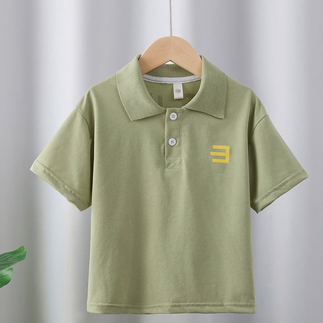 Chemise Polo pour Petit Garçon Chemise à Col Verte Garçons Polos à Manches Courtes Chemises Polo de Remise des Diplômes Chemise de Rugby Boutonnée Tenue Garçons 6-7 Ans