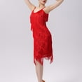 thumbnail image 5 of Women's Round Neck Spaghetti Straps Tassel Fringe Flapper Dress Vintage Gatsby Cocktail Dress 20s Ballroom Dancing, 5 of 6