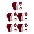 thumbnail image 1 of Qarigey Sombrero para niños pequeños Algodón cómodo Lana No se ensucia fácilmente Manoplas de doble capa Guantes de invierno Kit cálido Vino rojo 5Conjunto, 1 of 6