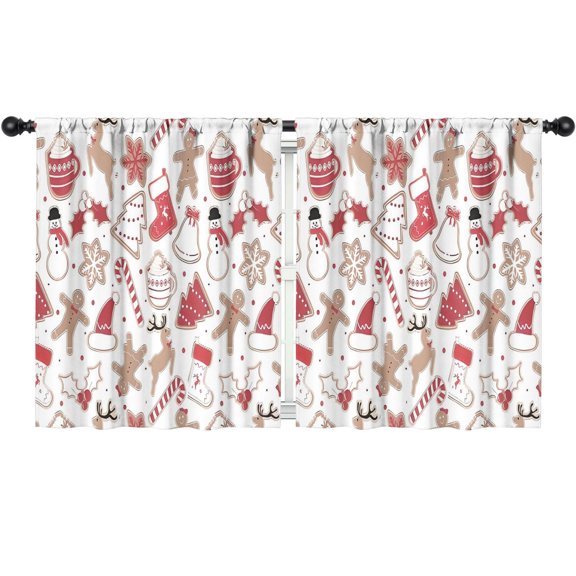 Blackout Kids Curtains,White Christmas Cookie Pattern Childrens Insulated Curtains Set Of 2,Bedroom Essentials,Toddler Room Decor 52"x63"