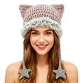thumbnail image 3 of Grunge Emo Clothes Accessories Cute Cat Ear Hat Striped Crochet Y2k Beanie,One Size, 3 of 5
