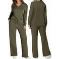 thumbnail image 3 of Two Piece Sets for Women V Neck Casual Matching Sets Loungewear Fall Clothes Travel Outfits Fashion Green XXL, 3 of 6