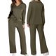 thumbnail image 3 of Conjuntos de Dos Piezas para Mujer, Cuello en V, Conjuntos Casuales A Juego, Ropa de Estar por Casa, Ropa de Otoño, Conjuntos de Viaje, Moda Verde M, 3 of 6