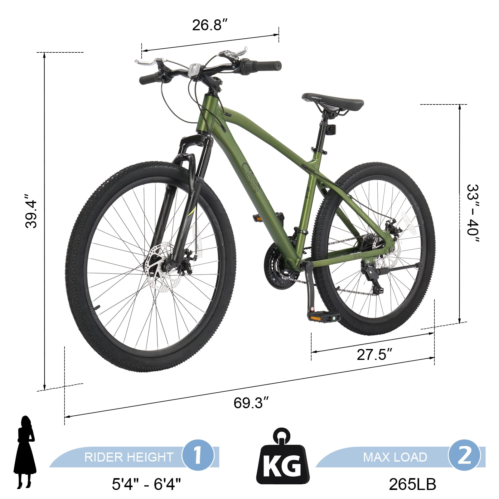 UBesGoo 27.5in Mountain Bike for Adults, Aluminum Frame Lightweight 21 Speeds Men/Women Bike with Dual Disc Brake, Twist Shifters, Green