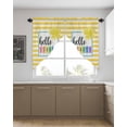 thumbnail image 4 of Swag Curtains, Hello Summer Slippers with Sun Yellow Stripes Rod Pocket Kitchen Curtains Valances Tier Curtains Swag Valance Curtains for Bedroom Living Room 36" x 36", 2 Panels, 4 of 6