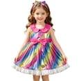 thumbnail image 4 of MEZZALL Girls Sleeveless Sequin Bow Waist Dress Kids Girls Lightweight Party Fashionable Dresses, 4 of 5