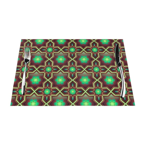 XMXY Woven Placemats Set of 6 PCS, Bright Brown Bronze Green Table Mats Washable Heat Resistant Placemats