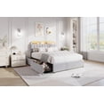 thumbnail image 3 of Bed Frame with Storage Headboard, Kids Bed Frame with 2 Drawers, Velvet Upholstered Platform Bed Frame with Lights, No Box Spring Needed, Easy Assembly, 3 of 12
