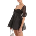 thumbnail image 4 of Women Tulle Princess Mini A-line Dress Puff Sleeve Off Shoulder Backless Cocktail Dress Party Streetwear, 4 of 6
