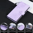thumbnail image 4 of Wallet Case for Samsung Galaxy A15, Elegant PU Leather Phone Case with Card Slots, Kickstand Flip, Wrist Hand Strap, Magnetic Closure Flower Pattern Folio Cover for Samsung Galaxy A15, Purple, 4 of 11