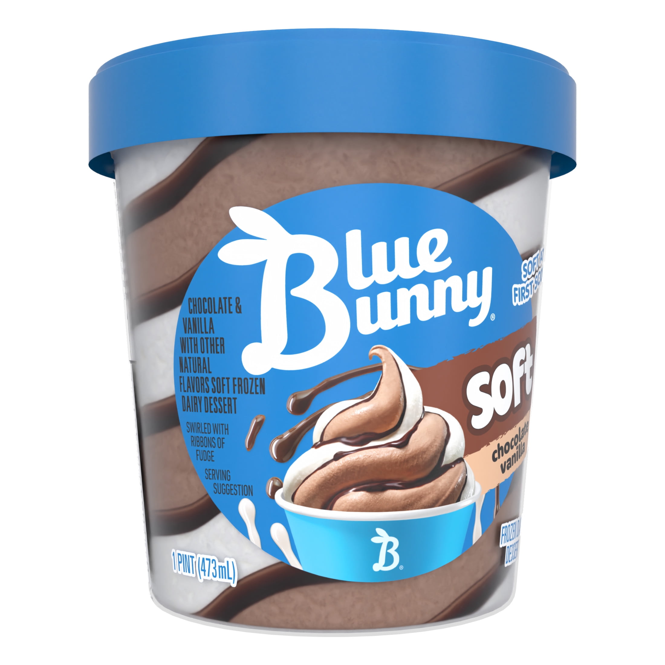 Blue Bunny Soft Chocolate Vanilla Frozen Dessert, 16 fl oz Pint