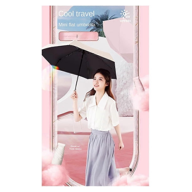 Folding Travel Umbrella, 6-Rib Portable Pocket Umbrella, Windproof & Rainproof, Suitable for Daily