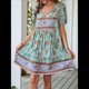 thumbnail image 5 of Vestido Informal de Verano para Mujer, Estilo Bohemio, con Escote en V, Corta, Estampado Floral, Estilo Babydoll, para Playa y Vacaciones. Verde XL, 5 of 10