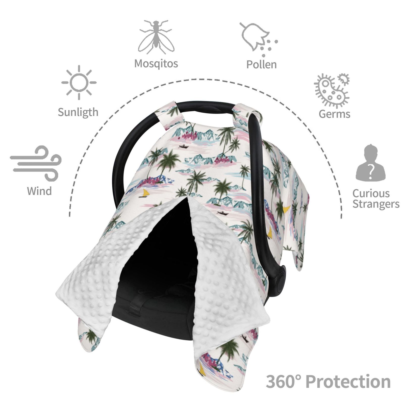 Car Seat Cover Baby - palm tree island_B Breathable Infant Car Seat Cover for Baby Carseat, Lightweight Comfort Baby Essentials Must Haves Newborn Stuff for Girl Boy