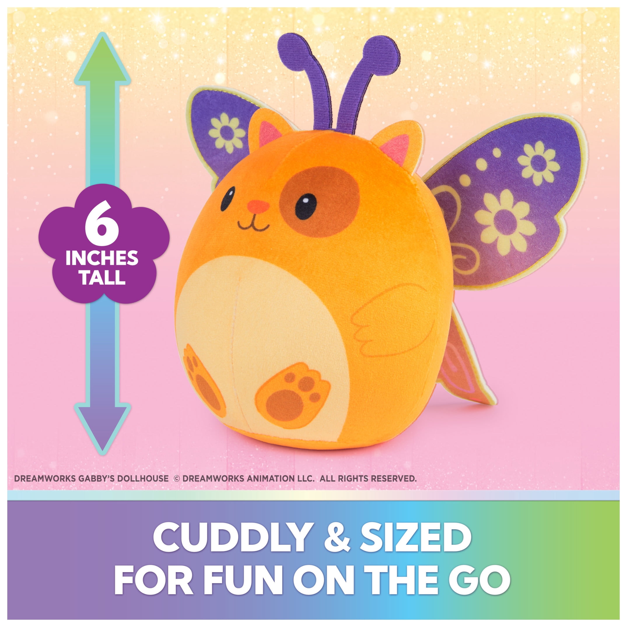 Gabby’s Dollhouse Fairylandia Official Hamster Kitties Plush Toys, Cat Stuffed Animal, Sensory Toys for Ages 3 & Up, Brown/Orange