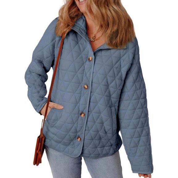 Aellinatey Women's Lightweight Diamond Quilted Jacket Casual Winter Open Front Button Down Puffer Coat Outwear Cardigan