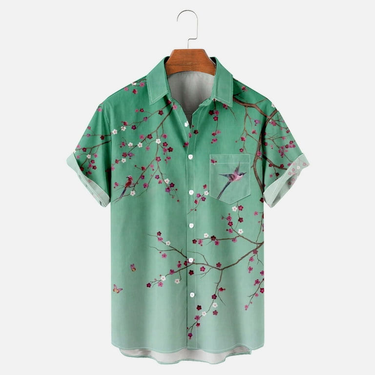 Dovford Hawaiian Bowling Shirts for Men,Mens Floral Hawaiian Shirt Short  Sleeve Button Down Shirts Casual Aloha Summer Shirts 