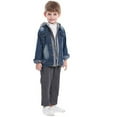 thumbnail image 5 of Godderr 6 Months-8 Years Boys Denim Hoodie for Baby Kids,Fall Winter Zipper Hooded Fake Two-Piece Set,Long Sleeved Cardigan Jacket, 5 of 6