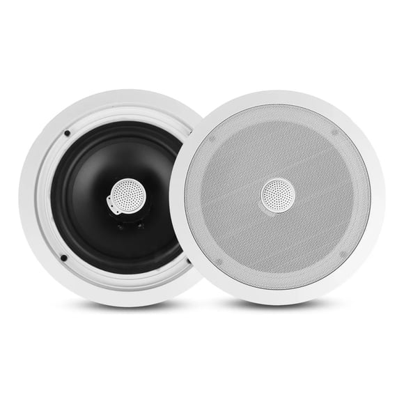 Bocinas 8" Empotrables de Techo y Pared Pyle, Sonido 2 Vías 300W Máximo, Altavoces con Tweeter de Titanio, Ideales para Cine en Casa y Música, Blanco