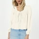 thumbnail image 2 of Blusas de encaje con lazo delantero para mujer, con volantes y cuello en V, de gasa, 2 of 4