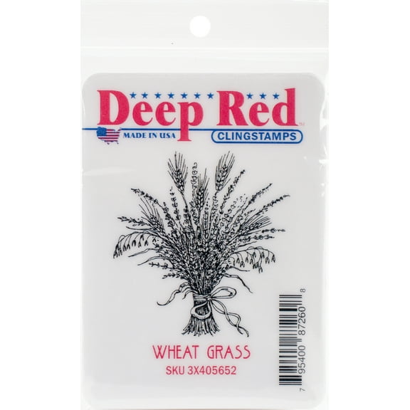 Deep Red Cling Stamp 3"X4"-Wheat Grass