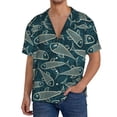 thumbnail image 1 of Fotbe Fish Style Camisa Estampada de Manga Corta para Hombre, Casual de Verano, Estilo Playero, Sin Arrugas-3X-Large, 1 of 5