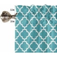 thumbnail image 5 of Moroccan Kitchen Curtains and Valances Set, Turquoise Geometric Rod Pocket Window Valance 18 Inch Farmhouse Abstract Modern Window Curtain Panels for Living Room Bedroom Laundry, 27.5x24in, 3 Pieces, 5 of 6
