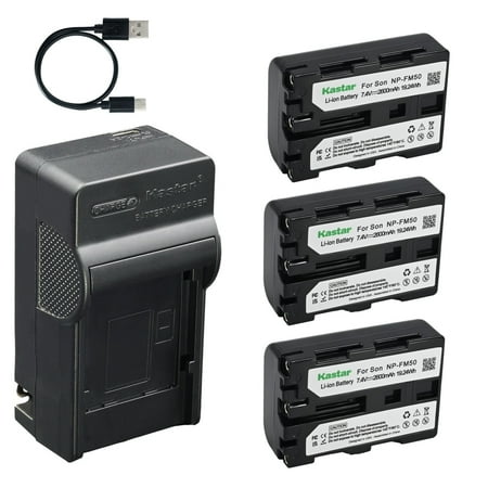 Kastar 3-Pack Battery and AC & USB-C Charger Compatible with Sony NP-FM30 NP-FM40 NP-FM50 NP-FM55H NP-FM60 NP-QM50 and Sony CCD-TRV108 218 250 328 DCR-TRV22 33 40 60 70 80 PC100 PC120 DSC-F707 F717