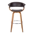 thumbnail image 3 of Armen Living Julyssa 30" Faux Leather & Wood Swivel Bar Stool in Brown/Walnut, 3 of 7
