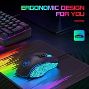 HXSJ X100 Gaming Mouse Wired, Ergonomic PC Gaming Mice with 7 Colors LED Backlit, 7 Buttons,Gaming Optical Sensor, 4 DPI Level Settings Up to 3600 DPI Lightweight for PC,Laptop,Mac,PS4,XBOX