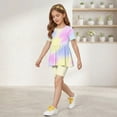 thumbnail image 4 of Grblisyd 1-13Y Tween Girl Clothes 2 Piece Short Sleeve Gradient Ruffle Hem Top and Biker Shorts Teen Girl Summer Outfits Short Set, 4 of 6