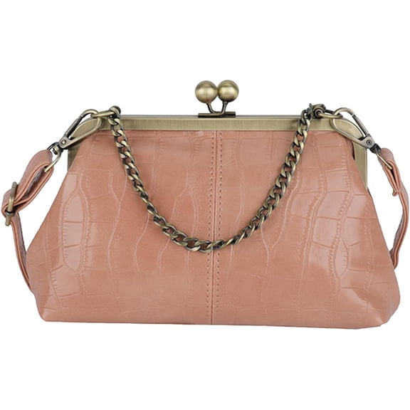 SPEKSEE Women PU Leather Kiss Lock Shoulder Bag Shoulder Crossbody Bag Texture Crossbody Bag for Work Shopping Travel Daily Use