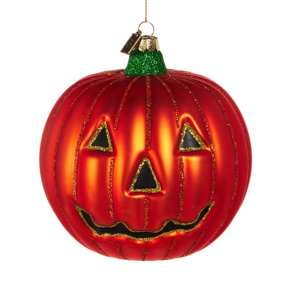 RAZ Imports by Eric Cortina 5" Jolly Pumpkin Jack-O-Lantern Glass Collectible Halloween Ornament