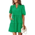 thumbnail image 1 of Vestido KIRUNDO Oyelet Summer para mujer, cuello en V, verde, XXL, 1 of 9