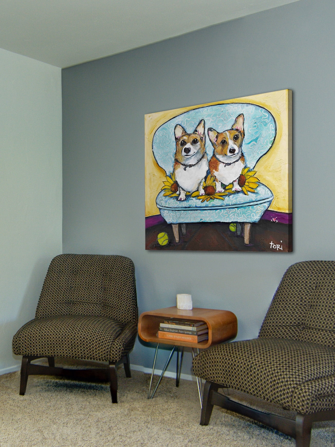 Marmont Hill "Corgi's In Chai" by Tori Campisi Painting Print on Canvas