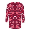 thumbnail image 5 of hcuribad Valentine's Shirts for Women Womens Shirts t Shirts for Women Heart Printed Shirts for Women 3/4 Sleeve Round Neck Graphic Tees Holiday Tops Red 3XL, 5 of 5