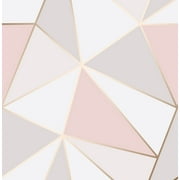 FINE DECOR WALLCOVERINGS Fine Decor Arken Rose Gold Geometric Paste The Wall Non Woven Wallpaper, 20.5-in by 33-ft, 56.4 sq. ft.