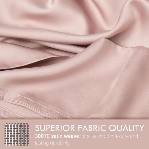 ClevaHome 100% Organic Cooling Bamboo Bed Sheets, 4 Pieces Queen Sheets Set, Luxuriously Soft, Cooling, Double Stitching, 16" Deep Pockets (Queen, Pink)