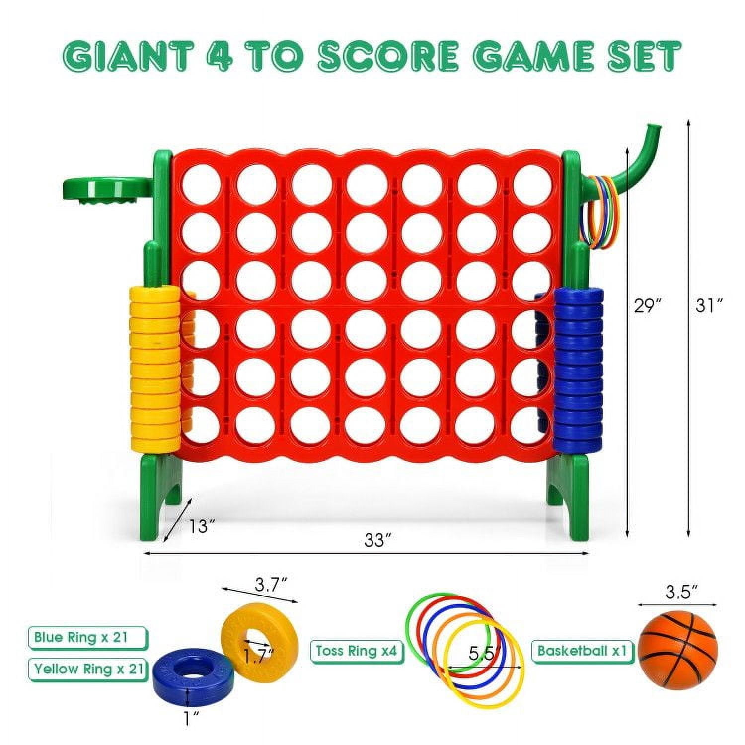 Chateauy 2.5 Feet 4-to-Score Giant Game Set – Large-Sized Tossing & Ring Toss Outdoor Activity for Family, Lawn, Backyard, Party, BBQ, and Beach