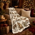 thumbnail image 3 of Western Ranch Horse Cabin Holiday Wreaths, Festive Holiday Scene, Warm Flannel Blanket for Ranch House and Living Room, Horse Lovers Housewarming Gift, Rustic Home Decor, 3 of 9